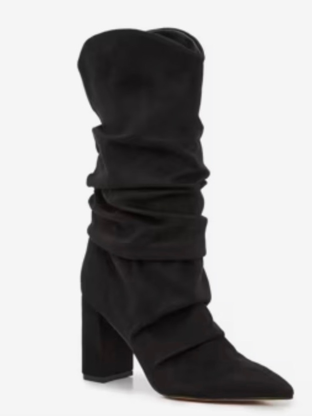 Marc Fisher Black Slouch Pointed Toe Block Heel Boots